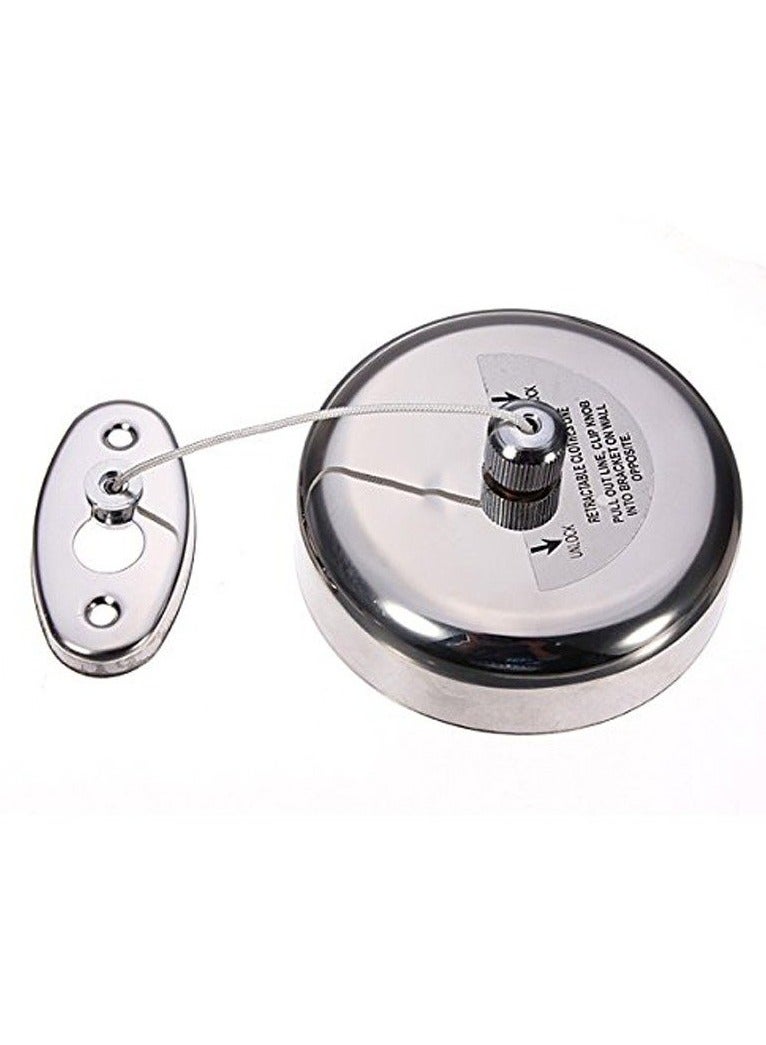 Alexvyan 3M Stainless Steel Retractable Cloth Line Adjustable Lockable Hanging Washing Line- Max Length 9 Feet Nylon Thread-Polished Chrome Finish, Round Style - Image 2