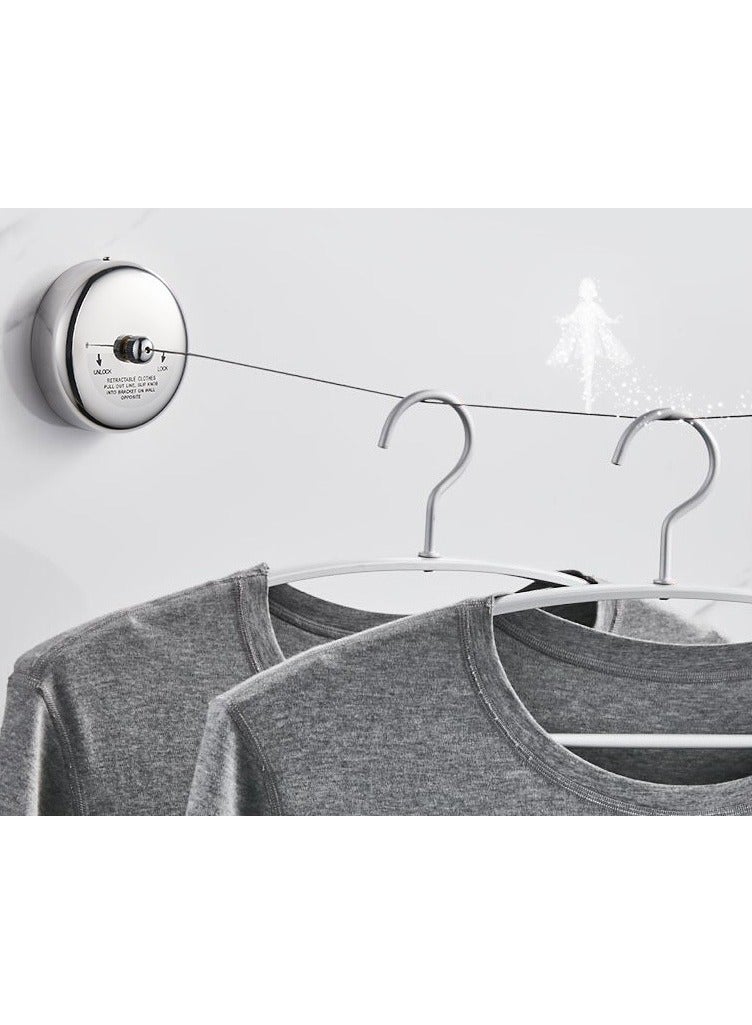 Alexvyan 3M Stainless Steel Retractable Cloth Line Adjustable Lockable Hanging Washing Line- Max Length 9 Feet Nylon Thread-Polished Chrome Finish, Round Style - Image 5