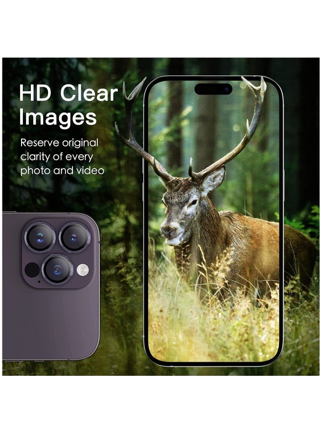 DUSALA Camera Lens for iPhone 14 Pro / 14 Pro Max Camera Lens Protector 9H Tempered Glass Camera Cover Screen Protector Metal Individual Ring Protector for iPhone 14 Pro and iPhone 14 Pro Max(Purple) - Image 4