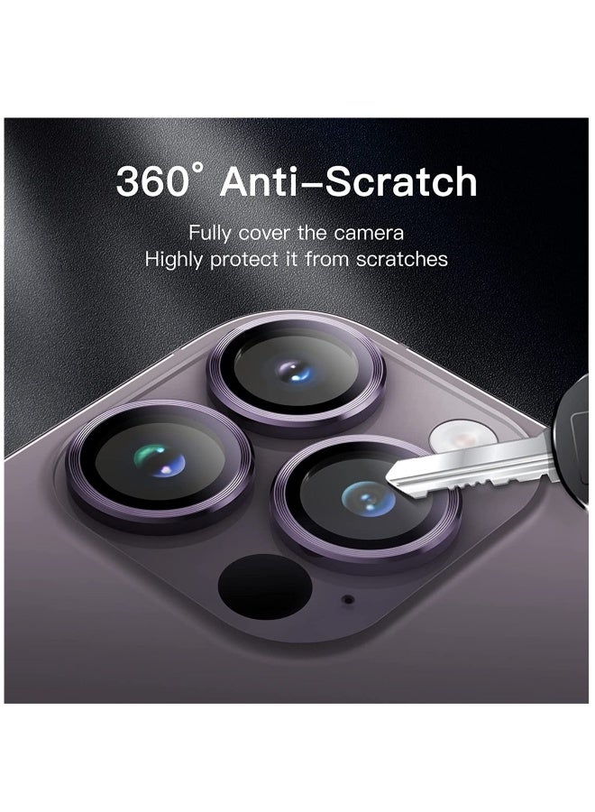 DUSALA Camera Lens for iPhone 14 Pro / 14 Pro Max Camera Lens Protector 9H Tempered Glass Camera Cover Screen Protector Metal Individual Ring Protector for iPhone 14 Pro and iPhone 14 Pro Max(Purple) - Image 5