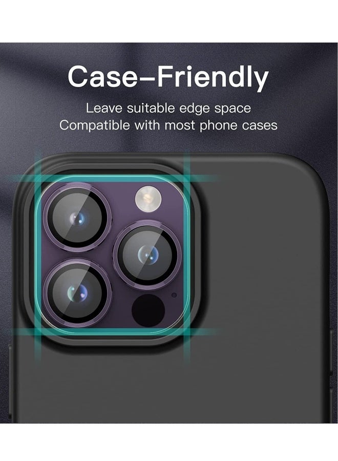 DUSALA Camera Lens for iPhone 14 Pro / 14 Pro Max Camera Lens Protector 9H Tempered Glass Camera Cover Screen Protector Metal Individual Ring Protector for iPhone 14 Pro and iPhone 14 Pro Max(Purple) - Image 2