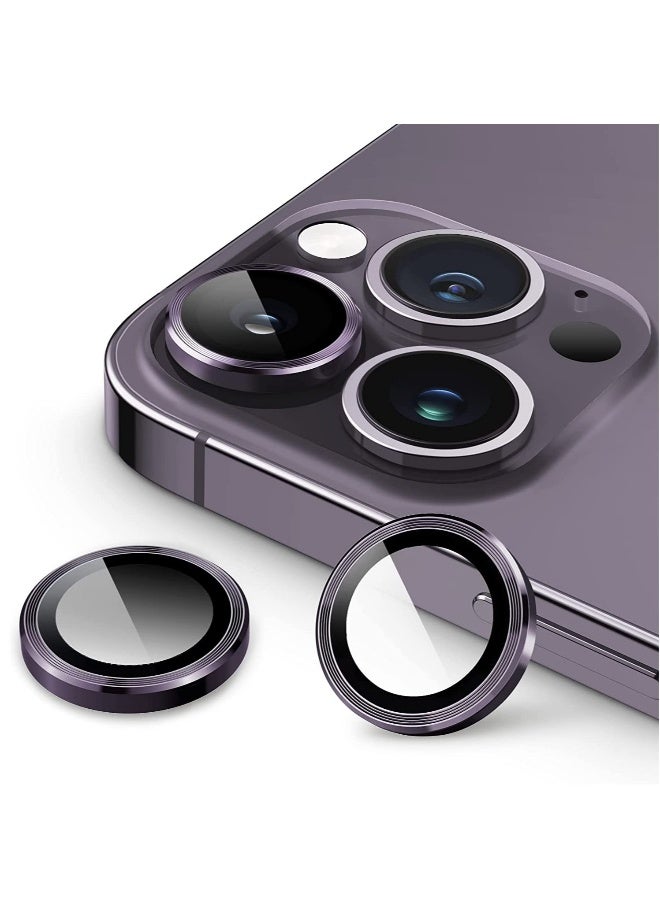 DUSALA Camera Lens for iPhone 14 Pro / 14 Pro Max Camera Lens Protector 9H Tempered Glass Camera Cover Screen Protector Metal Individual Ring Protector for iPhone 14 Pro and iPhone 14 Pro Max(Purple) - Image 1