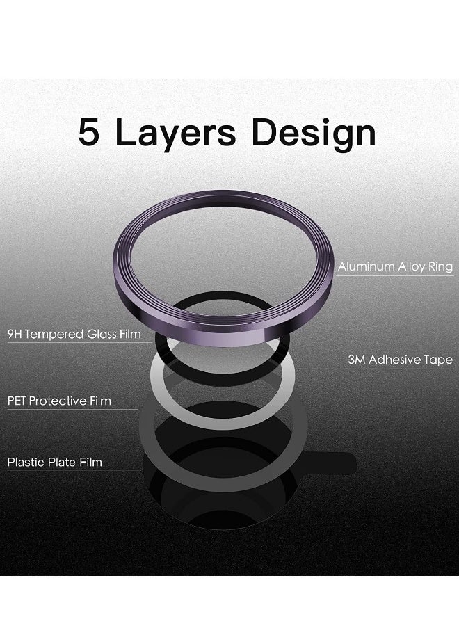 DUSALA Camera Lens for iPhone 14 Pro / 14 Pro Max Camera Lens Protector 9H Tempered Glass Camera Cover Screen Protector Metal Individual Ring Protector for iPhone 14 Pro and iPhone 14 Pro Max(Purple) - Image 3