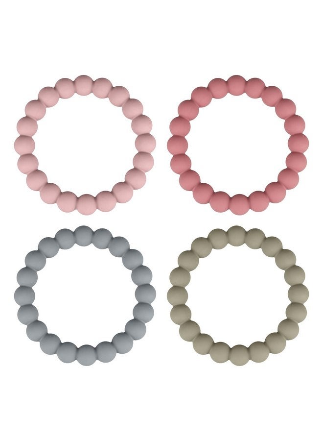 Nearbyme Baby Teether Rings, Food Grade Silicone Teether Bracelets for 3m+ Babies to Self-Soothe - Includes 4 Neutral Baby Rings - Image 1