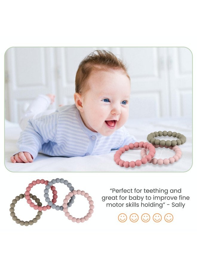 Nearbyme Baby Teether Rings, Food Grade Silicone Teether Bracelets for 3m+ Babies to Self-Soothe - Includes 4 Neutral Baby Rings - Image 4