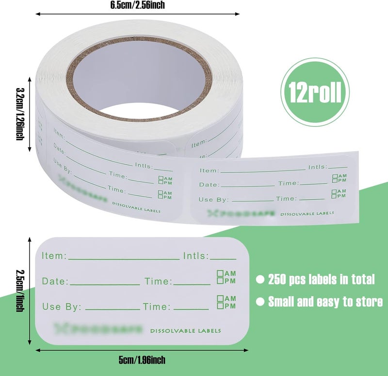 Outus 3000 قطعة ملصقات الطعام للحاويات 1 × 2 بوصة ملصقات تاريخ انتهاء الصلاحية مقاومة للماء تحضير الوجبات ملصقات تخزين الطعام القابلة للذوبان شريط الفريزر سهل الكتابة للاستخدام المنزلي والمطاعم - Image 2