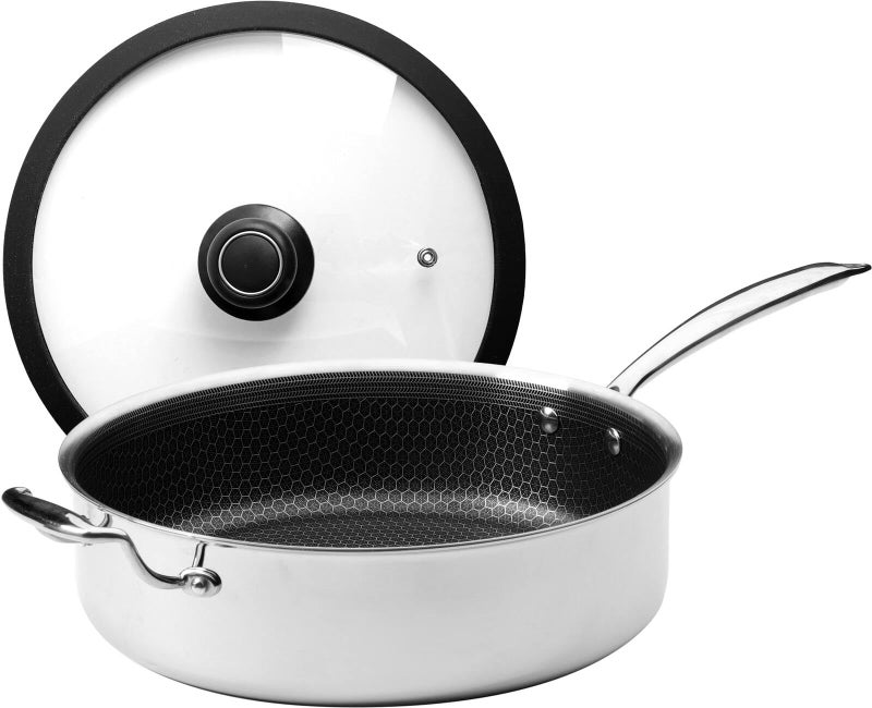 Black Cube Frieling Quick Release Nonstick Sauté Pan with Lid - 11-Inch/4.5 Quart Induction Cookware - Deep Frying Pan/Skillet for Kitchen - Hybrid Cookware - Deep Skillet Nonstick with Lid - Image 1