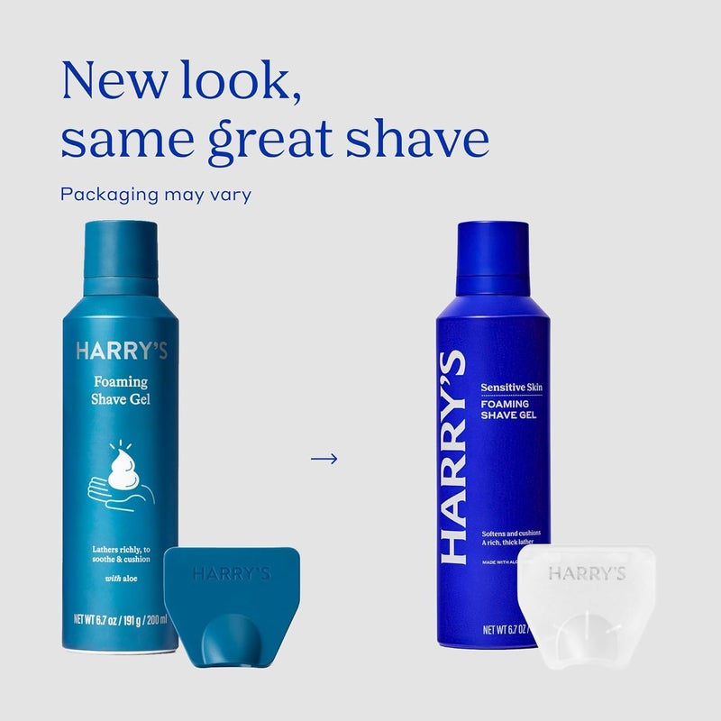 Harry's Original Shaving Kit for Men - Razor Handle, 3 Razor Blade Refills, Foaming Shave Gel, and Travel Blade Cover - German Engineered - Ocean Blue - Image 2