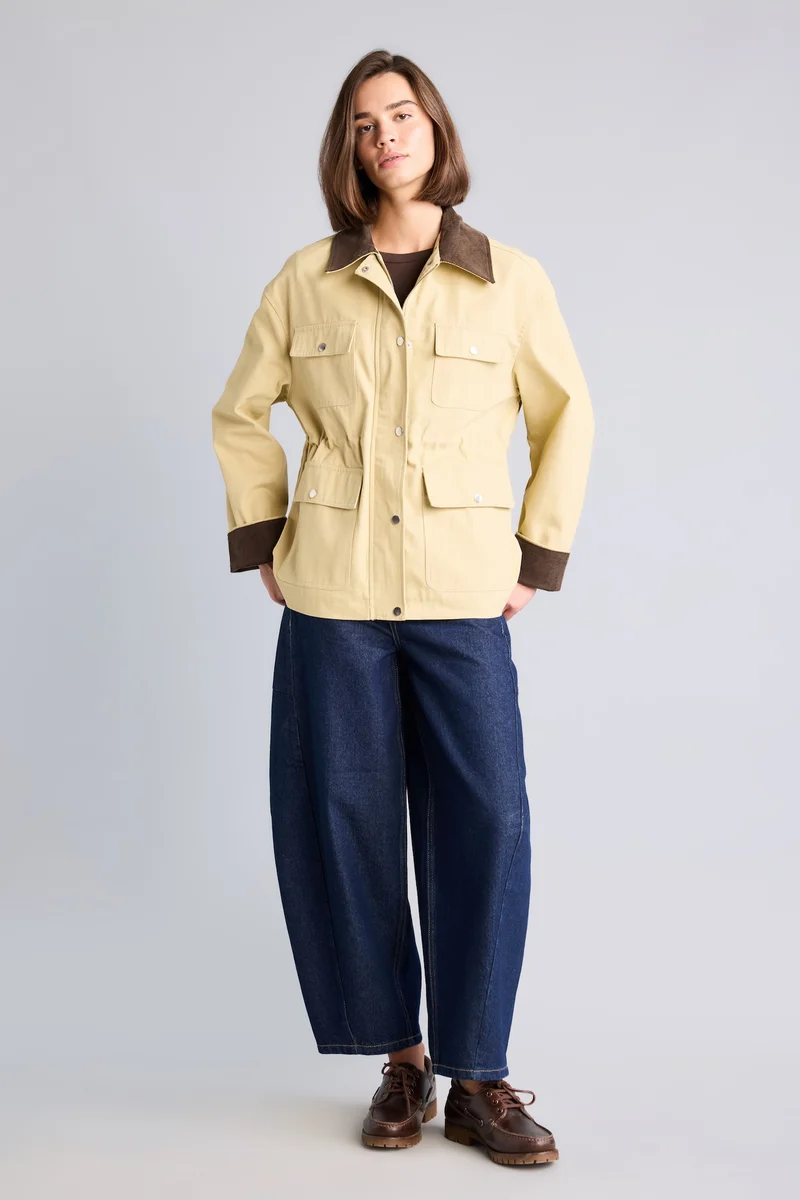Defacto  100% Cotton Regular Fit Shirt Collar Jacket for Women | Best Price UAE