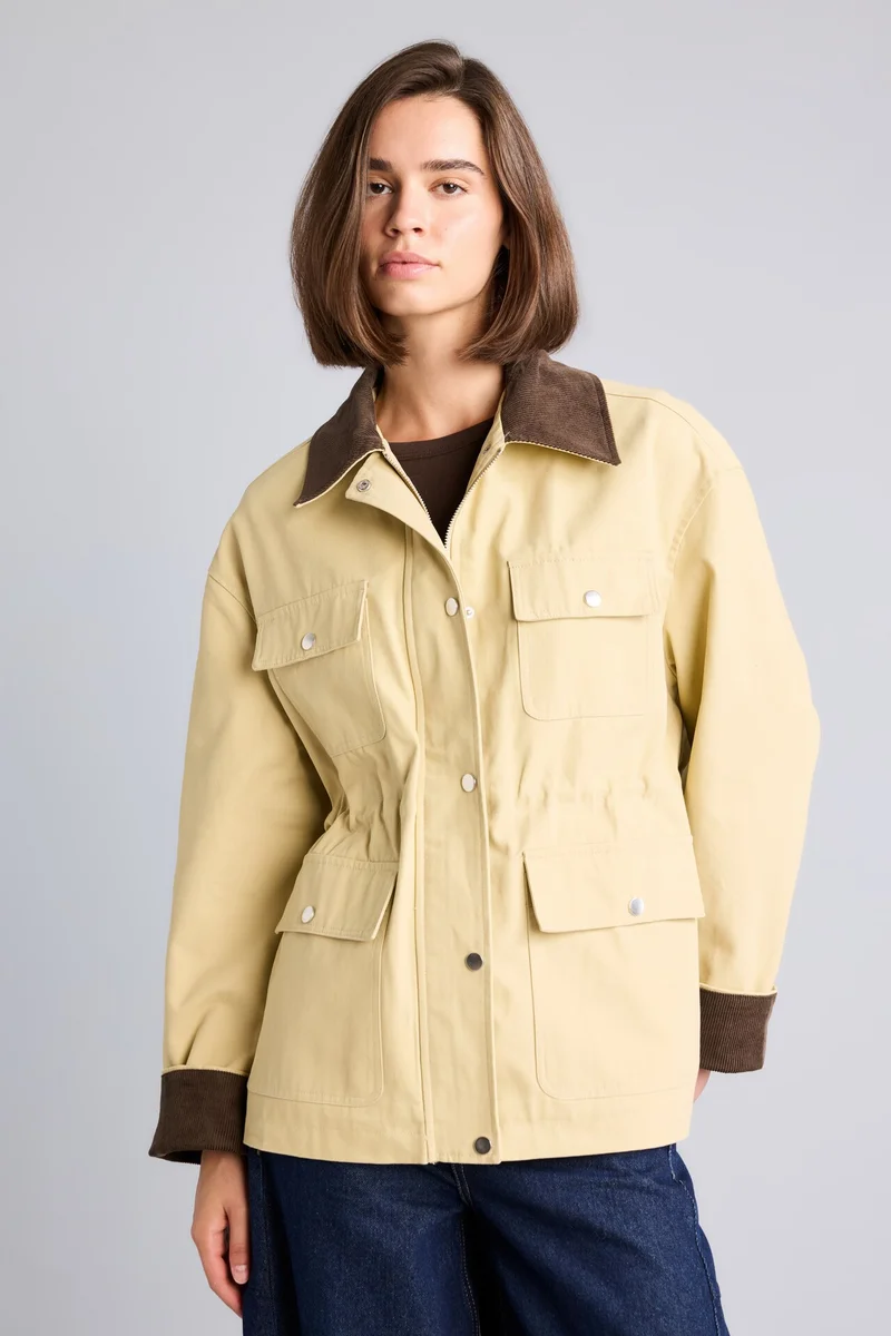 Defacto  100% Cotton Regular Fit Shirt Collar Jacket for Women | Best Price UAE