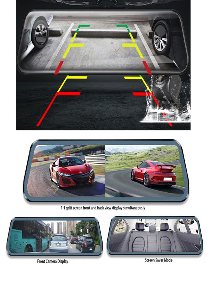 2048P DVR Dash Camera Front & Rear Dual Camera Driving Recorder with 10 Inch Touchscreen 170° Wide Angle Support Clear Night-Vision Parking Monitor Motion Detection Collision Locking Loop Recording - Image 5