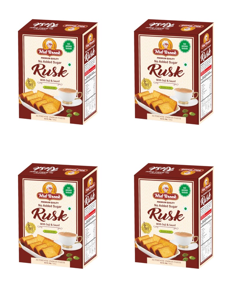 Mid Break MidBreak No Added Sugar Authentic Indian Elaichi Rusk 200g (Pack of 4) | Handmade Crispy Toast |Eggless Tea-Time Snack - Image 3