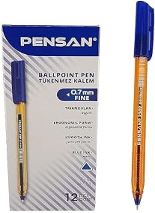 Pensan Pensan 2307 – 0.7 mm. Ballpoint Pen – Pack of 12 blue 