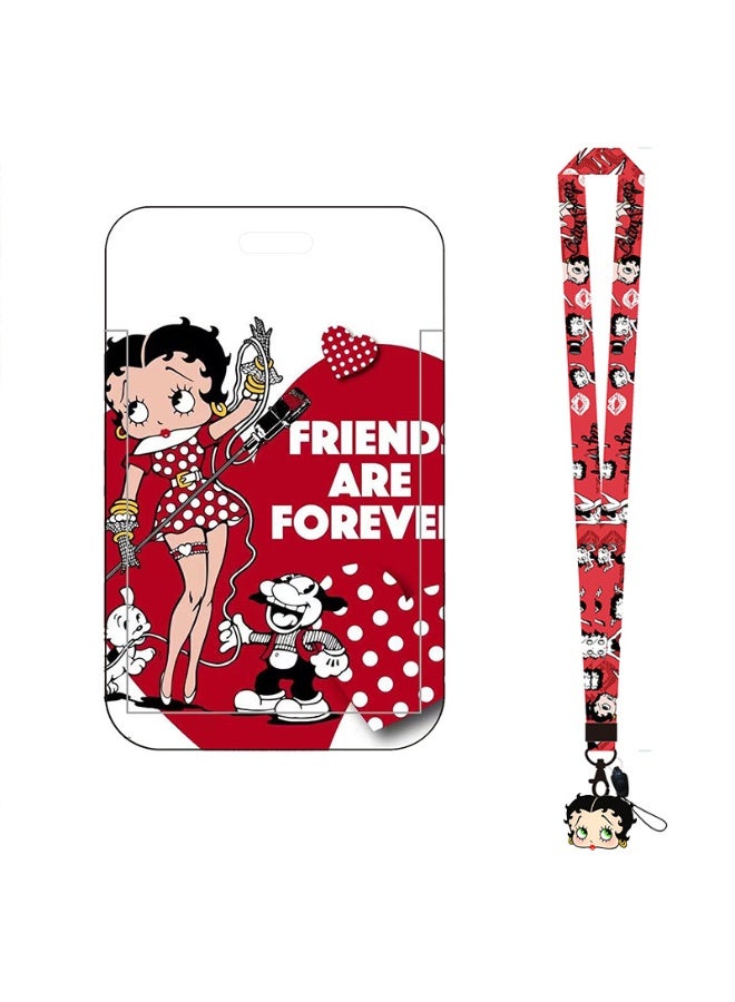 NIBEMINENT 1 - Piece Betty Boop Kpop Photo Card Holder Pendant Key Chain ID Badge Holder ID Card Holder Photo Card Protector for School ID Office ID Access Card for Women Girls