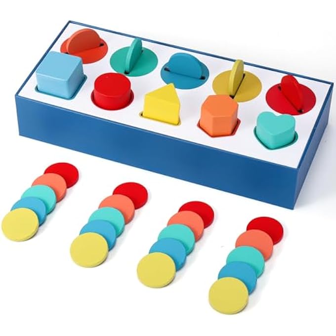 SHAPES AND COLORS SORTING TOY FOR TODDLERS,EDUCATIONAL MONTESSORI SHAPE SORTER GAMES, COLOR MATCHING SENSORY LEARNING ACTIVITIES PRESCHOOL CLASSROOM SKILLS DEVELOPMENT TOY - Image 1