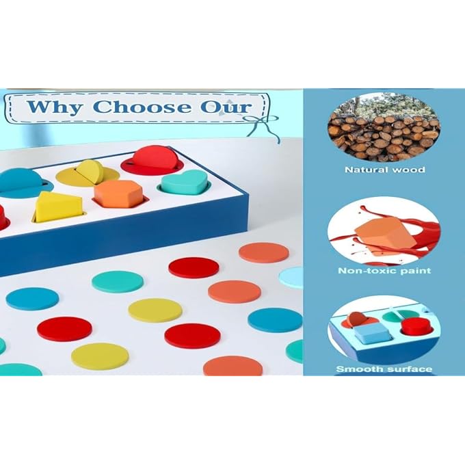 SHAPES AND COLORS SORTING TOY FOR TODDLERS,EDUCATIONAL MONTESSORI SHAPE SORTER GAMES, COLOR MATCHING SENSORY LEARNING ACTIVITIES PRESCHOOL CLASSROOM SKILLS DEVELOPMENT TOY - Image 4