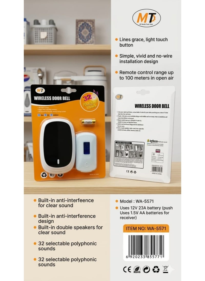 MT Wireless Doorbell for Home - Battery Operated - Image 4