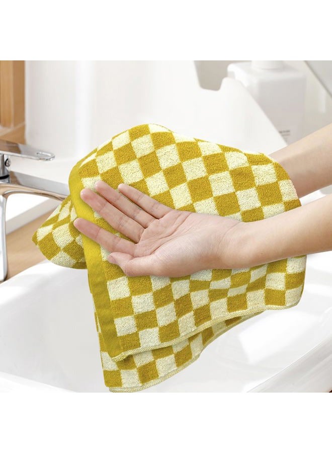 Jacquotha , Set of 4 Bathroom Towels Checked Soft Absorbent Cotton Cute Checked Bathroom Towels 33cm x 74cm - Image 4