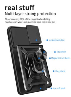 Generic Case Cover for Infinix Smart 9 / 9HD / Hot50i, Slide Camera Lens Cover + 360°Rotating Kickstand Ring + Support Magnetic Car Mount Shockproof Mobile Phone Case For Infinix Smart 9 / Hot50i, Black  - Image 2