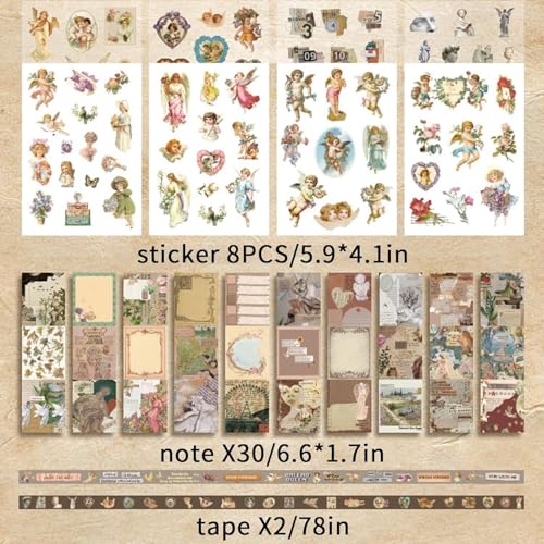ATIRAMANIYA Vintage Aesthetic Paper Scrapbook Kit(346Pcs) Scrapbooking Supplies Kit With Bullet Junk Journal,Stationery,A6 Grid Notebook Journaling Gift For Girl (Star And Art Museum),Multicolor - Image 3