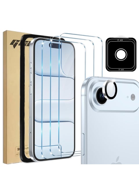 Compatible for 3 Pack iPhone Air Screen Protector With 1 Set Camera Lens Protector, 2025 Upgrade 9H+ Premium Tempered Glass iPhone Air, Easy Installation Kits, 6.5 inch