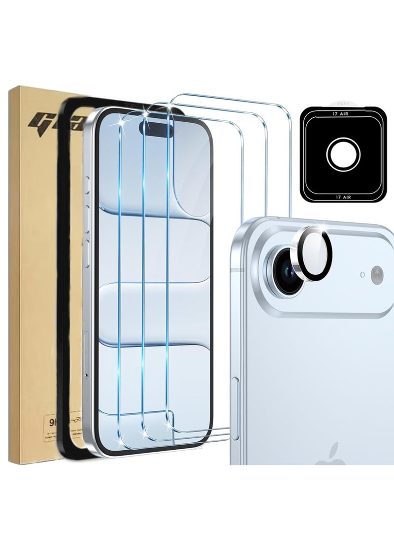 X-level Compatible for 3 Pack iPhone Air Screen Protector With 1 Set Camera Lens Protector, 2025 Upgrade 9H+ Premium Tempered Glass iPhone Air, Easy Installation Kits, 6.5 inch - Image 1