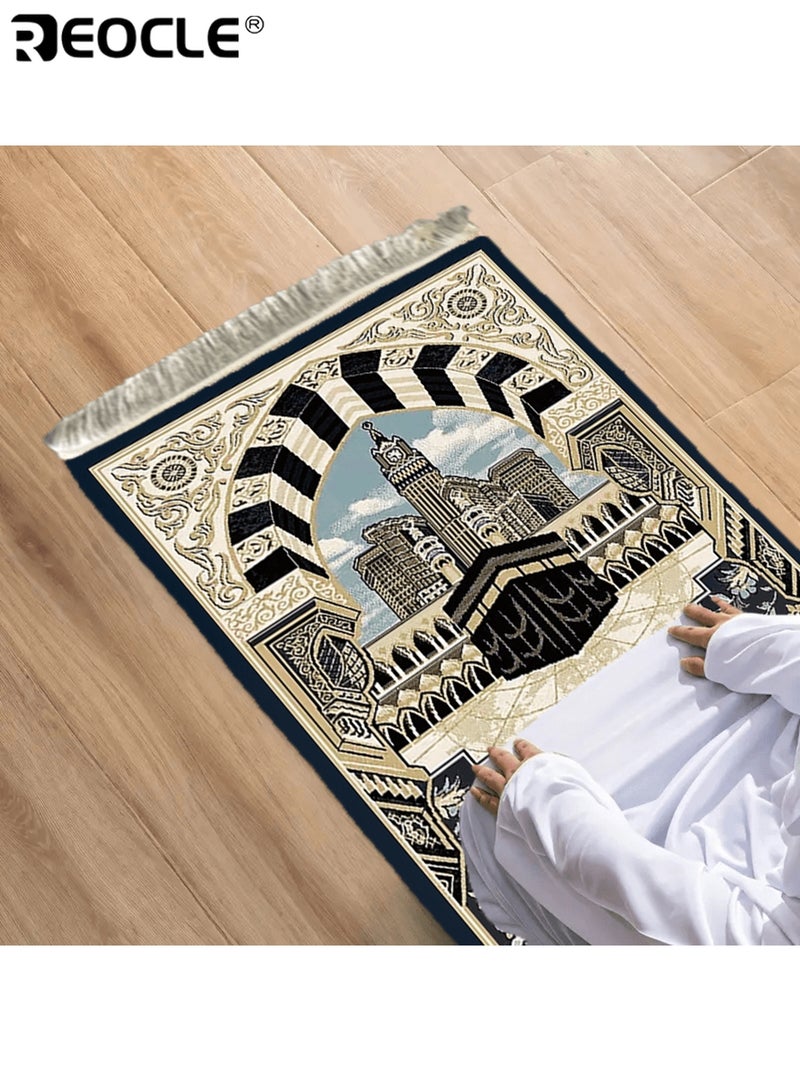 REOCLE Portable and Foldable Prayer Mat Elegant Islamic Architecture Design Machine Washable Soft Polyester Perfect for Study Rooms Living Halls Islamic Home Decor 27.6"W × 43.3"L - Image 2