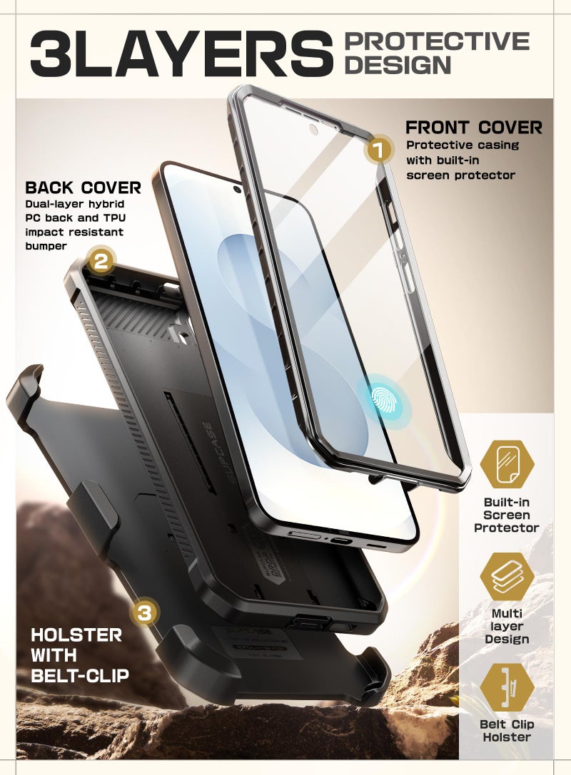 SUPCASE for Samsung Galaxy S25 Plus Case with Stand (Unicorn Beetle Pro), [2 Front Frames] [Built-in Screen Protector & Belt-Clip] Military-Grade Protection Phone Case for Galaxy S25 Plus 6.7", Black - Image 5
