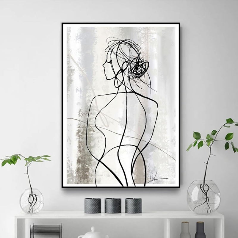 Herfair Living Room Pictures, Set of 3, Abstract Line Geometry Wall Pictures, Posters, Bedroom Simplicity, Art Poster, Canvas Pictures, Without Frame (50 x 70 cm) - Image 5