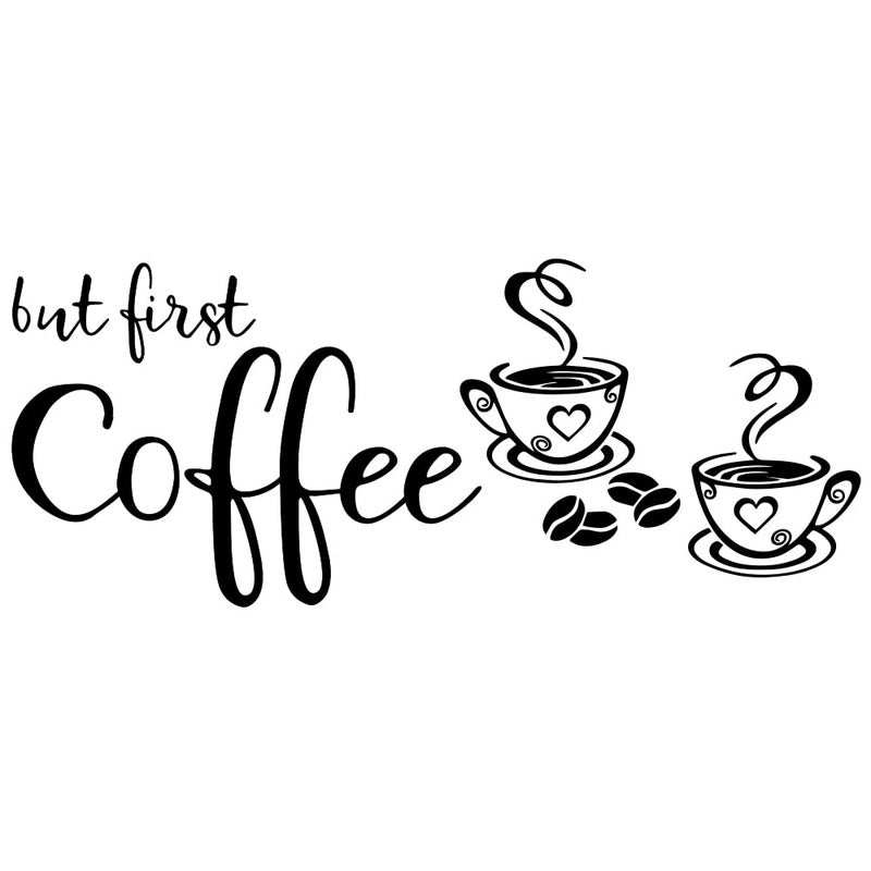 But First Coffee Vinyl Wall Decal Sticker for Coffee Shop Decoration Kitchen Home Wall Art Dcor