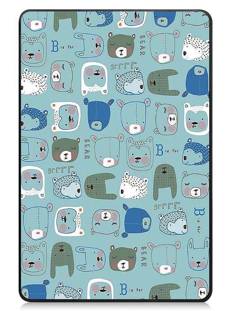 Theodor Protective Flip Case For Lenovo Tab M9 (2023) With Trifold Stand Auto Wake Sleep Shockproof Cover Bears Doodle - Image 1