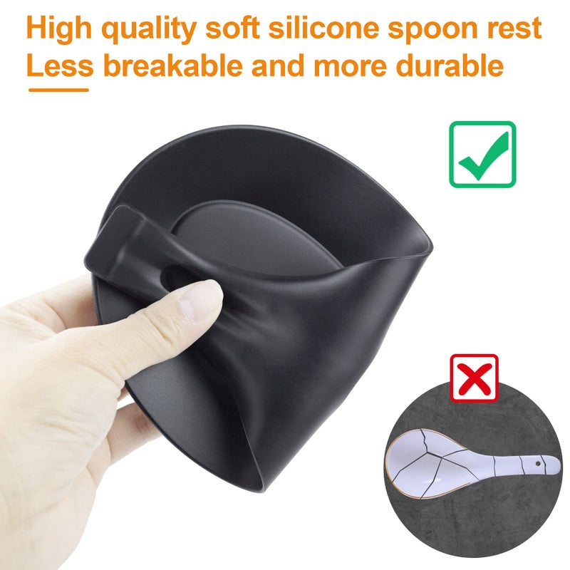 TROUSKAIG Spoon Rest For Stove Top 3 Pack Small Silicone Spoon Holder For Kitchen Counter Coffee Spoon Rest Heat Resistant Cooking Spoon Holder Perfect Kitchen Gadgets For Kitchen Utensils Spatula Tongs Ladles - Image 3
