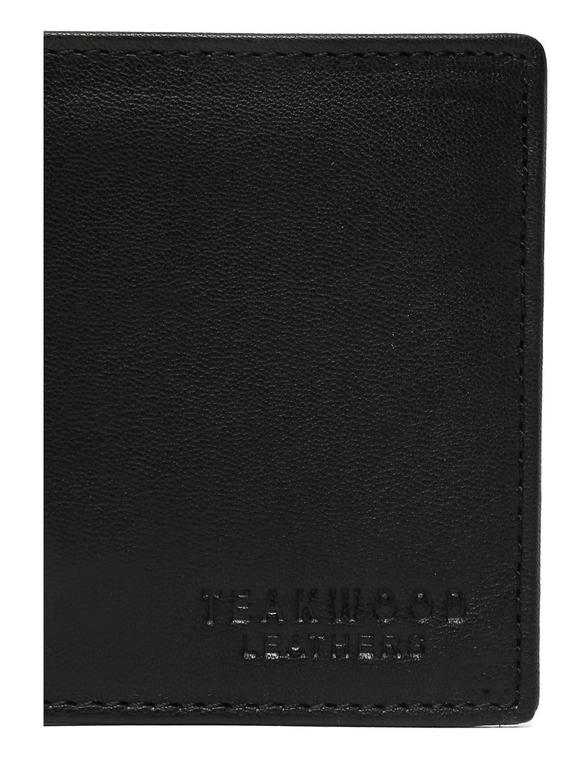 TEAKWOOD Genuine Leather Two Fold RFID Wallet Black with card holder - Image 5