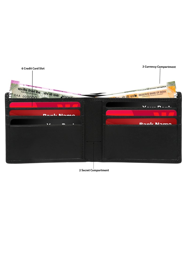TEAKWOOD Genuine Leather Two Fold RFID Wallet Black with card holder - Image 4