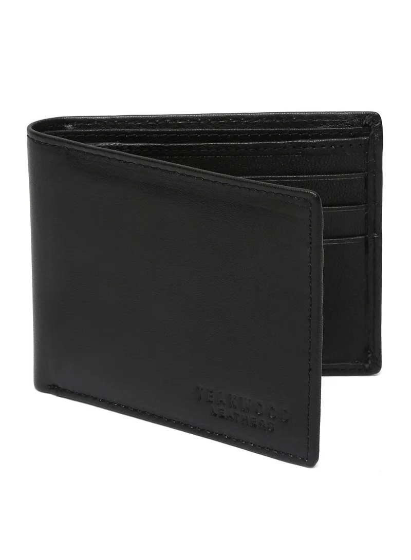 Teakwood black Teakwood Genuine Leather Bi-Fold Wallet for Men | Black Slim RFID Protected Wallet | 6 Card Slots, 2 Cash Compartments | Lightweight Durable Design | Premium Pocket Wallet for Daily Use & Travel for Men | Best Price UAE