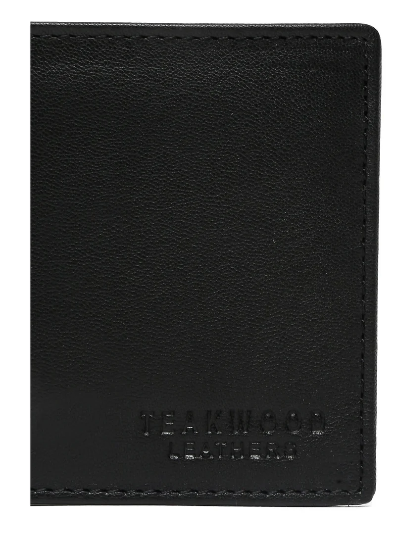 Teakwood black Teakwood Genuine Leather Bi-Fold Wallet for Men | Black Slim RFID Protected Wallet | 6 Card Slots, 2 Cash Compartments | Lightweight Durable Design | Premium Pocket Wallet for Daily Use & Travel for Men | Best Price UAE