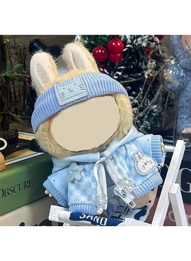 yongsheng Sitting Party Doll Clothes Doll Clothes Ragcloth Clothes Plush -Specification:First And Second Generation Universal (doll Not Included) - Standard Outfit-Color:Light Blue Trendy Style (headband + Jacket + Sweatshirt + Sweatpants) - Image 2