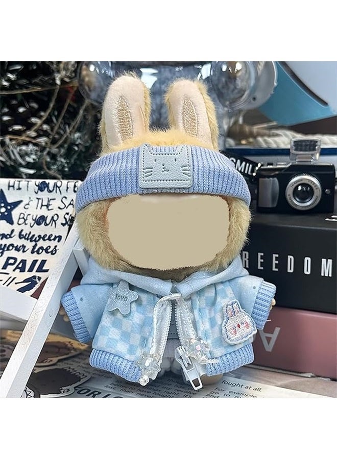 yongsheng Sitting Party Doll Clothes Doll Clothes Ragcloth Clothes Plush -Specification:First And Second Generation Universal (doll Not Included) - Standard Outfit-Color:Light Blue Trendy Style (headband + Jacket + Sweatshirt + Sweatpants) - Image 4