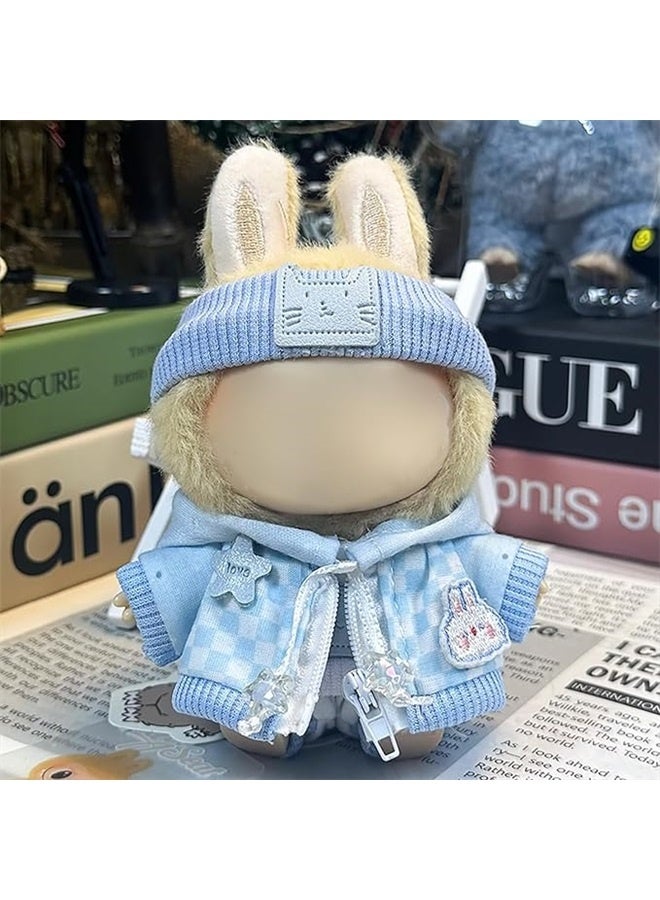 yongsheng Sitting Party Doll Clothes Doll Clothes Ragcloth Clothes Plush -Specification:First And Second Generation Universal (doll Not Included) - Standard Outfit-Color:Light Blue Trendy Style (headband + Jacket + Sweatshirt + Sweatpants) - Image 3