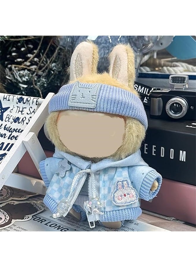 yongsheng Sitting Party Doll Clothes Doll Clothes Ragcloth Clothes Plush -Specification:First And Second Generation Universal (doll Not Included) - Standard Outfit-Color:Light Blue Trendy Style (headband + Jacket + Sweatshirt + Sweatpants) - Image 5