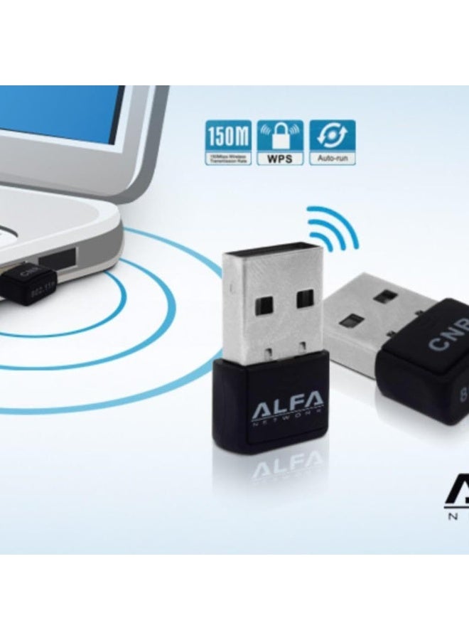 ALFA Network محول واي فاي UW06 بسرعة 150 ميجابت في الثانية، دونجل USB من Realtek RTL8188FTV، محول واي فاي للكمبيوتر (Windows 10/11 التوصيل والتشغيل) - Image 3