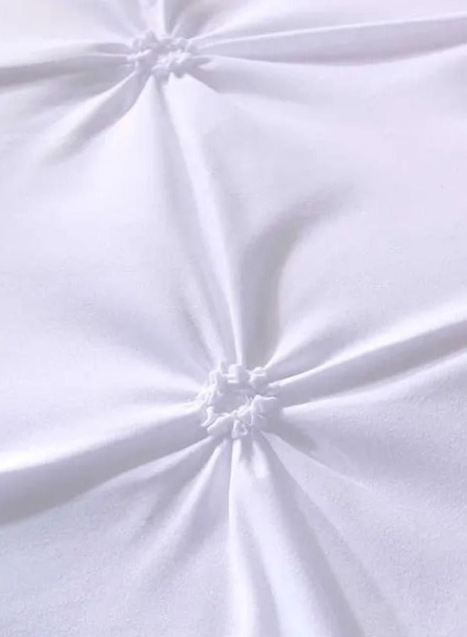 LUNA Home Premium 6 Piece King Size Duvet Cover Pinch Rose Design Solid White - Image 3