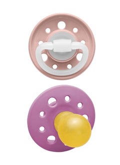 nip Cherry Round Latex Soother, Narrower Round Teat Cherry Shape, Nursing Friendly, Size 2, From 6 Months, Latex, Peach And Pink, Pack Of 2  - Image 1
