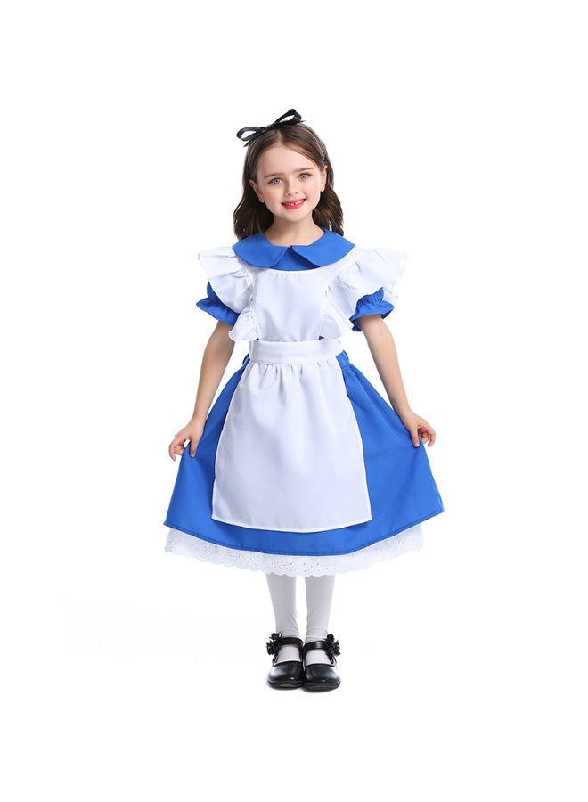 NIBEMINENT Dark blue girl performance costume, Halloween princess dress, performance costume, Alice in Wonderland maid costume - Image 1
