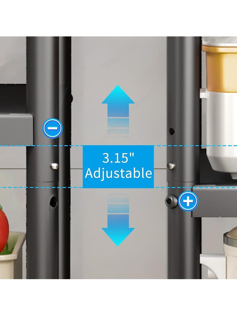 SOLARAE Storage Shelves with Rolling Wheels, Adjustable 4 Tier Metal Shelving Unit for Storage Heavy Duty, Small Storage Rack Shelf for Corner of The Kitchen Bathroom Living Room Garage Office, Black - Image 5