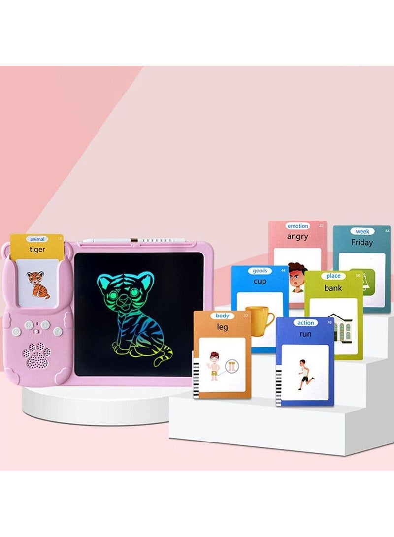 لعبة قارئ الكروت 2 في 1 للأطفال- قارئ بطاقات فلاش الناطق - بطاقات ناطقة ولوحة رسم LCD لتعزيز مهارات النطق والرسم ،ألعاب تطوير المهارات اللغوية للأطفال - Image 1