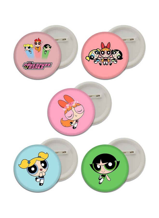 D2c D2C Powerpuff Girls | Animated Design of Cartoons Button Pin Badges for Kids and Girls Bags and Bag packs and Decorative Accessories (Pack of 5) (Multicolour)  - Image 1