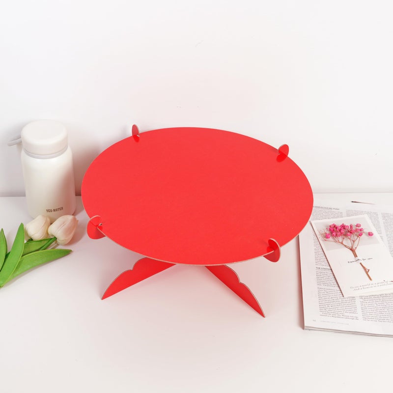 ROSYJUNE 12 inch One Tier Cardboard Cake Stand,Red Cupcake Stand for Birthday Wedding DIY Dessert Decoration - Image 5