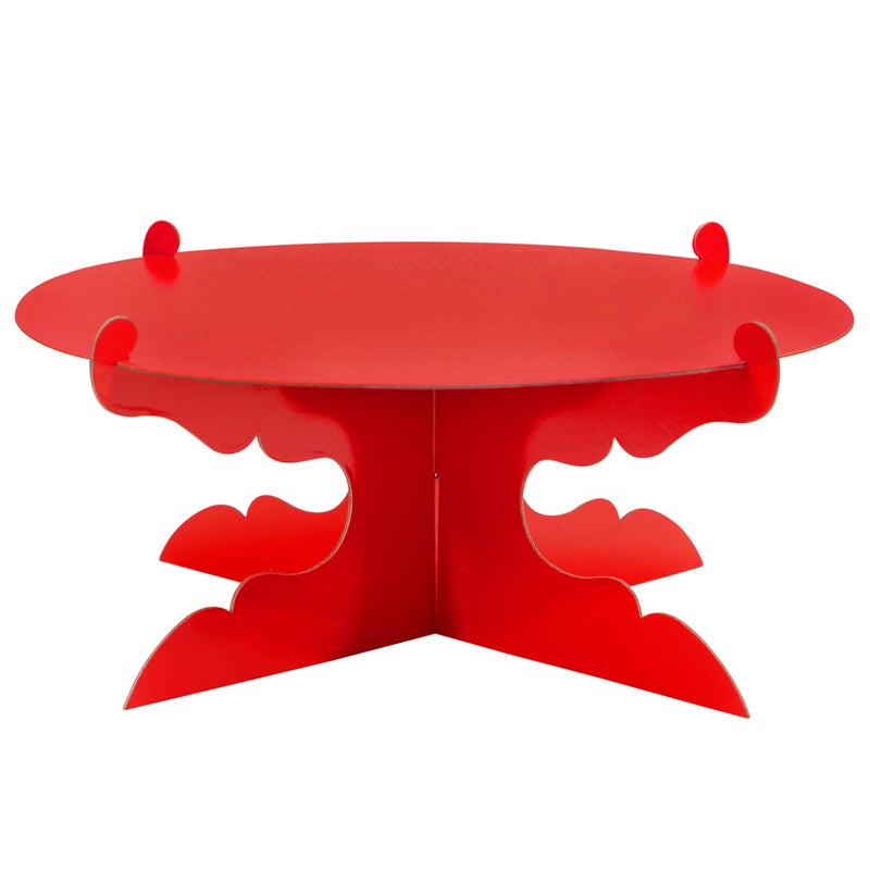 ROSYJUNE 12 inch One Tier Cardboard Cake Stand,Red Cupcake Stand for Birthday Wedding DIY Dessert Decoration - Image 1