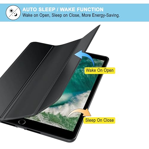 CEDO Smart Case for iPad Pro 10.5 (1st Gen)/Air 3 (3rd Gen) (10.5 in) Tri-Fold Flip Folio Cover | Pencil Holder | Auto Wake-Up/Sleep Mode | Multi View Angles Stand TPU Backcover (Black) - Image 4